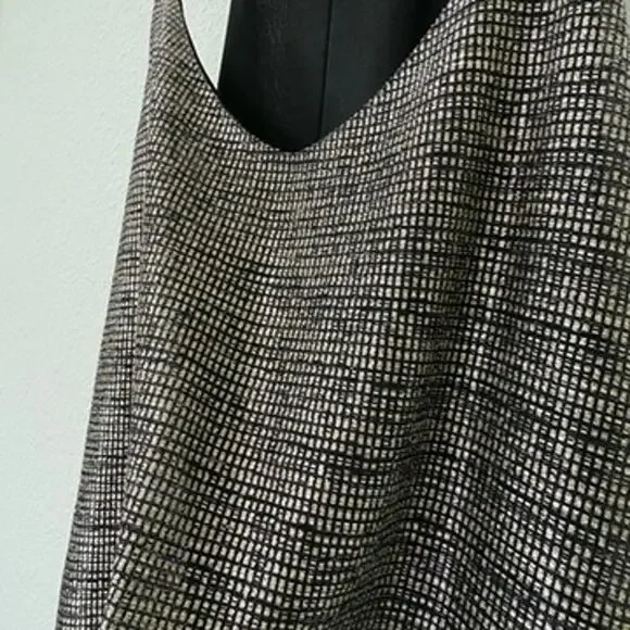 EVERLY Slip Mini Dress Metallic Grid Black Silver Strappy A-Line Cocktail L - Picture 2 of 6